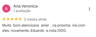 Avaliação cinco estrelas de Ana Veronica no Google