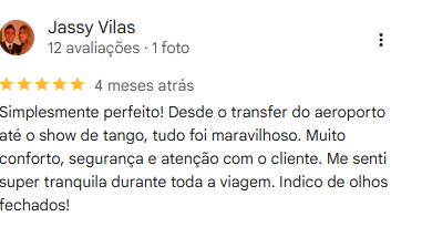 Avaliação cinco estrelas de Jassy Vilas no Google