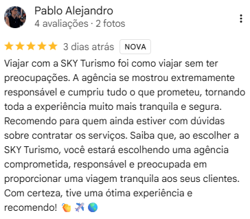 Avaliação cinco estrelas de Pablo Alejandro no Google