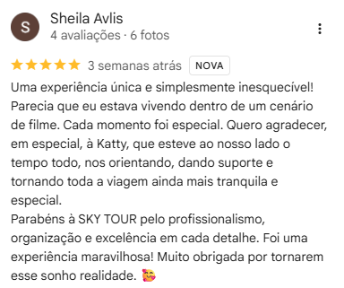 Avaliação cinco estrelas de Sheila Avlis no Google